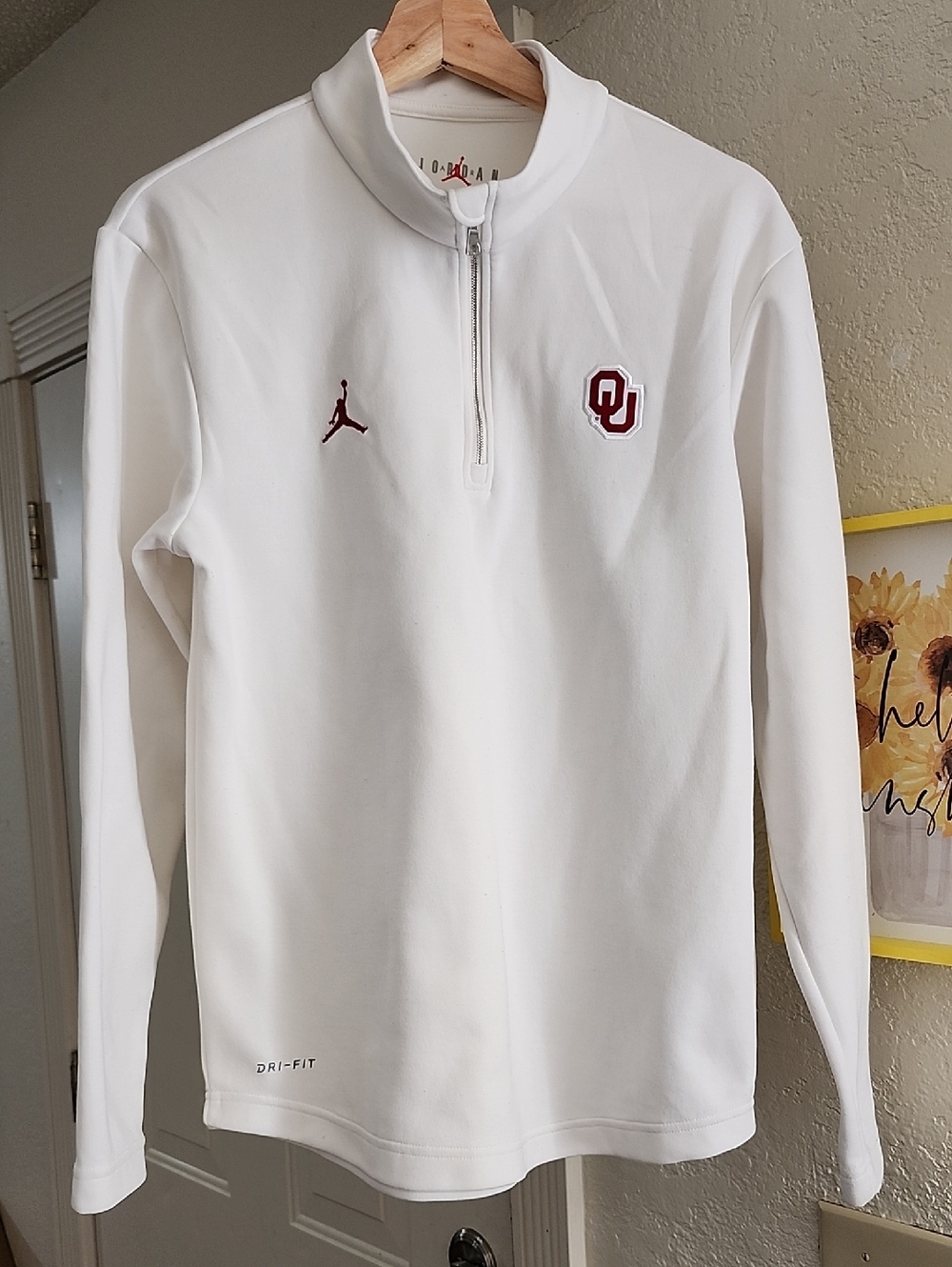 Oklahoma Sooners Jordan Brand 2024 Sideline Coach Half-Zip Top - White - Size S